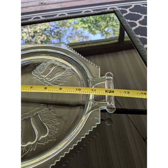 Vtg Jeanette Baltimore Pear Glass Serving Cake Platter Dish Tray Handles Cottage - Picture 8 of 10